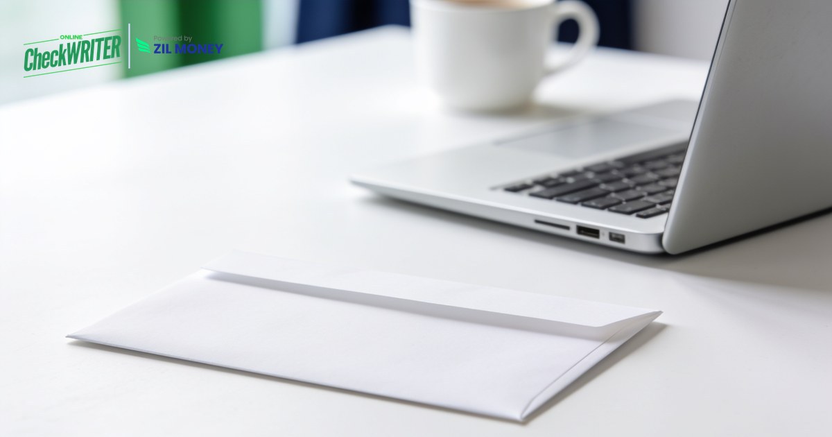 Send a check by mail online with OnlineCheckWriter.com Finance manager sending a check by mail using an online check mailing service