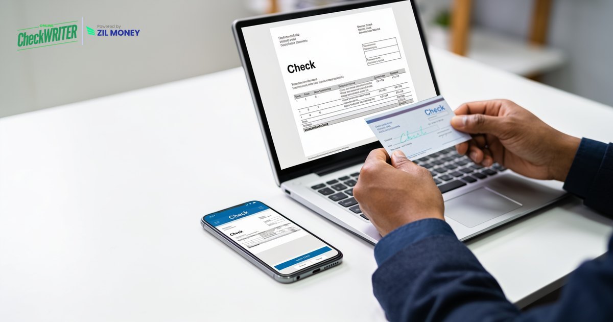 ocw-pay-with-echeck-online-featured-magnific-071626 Business owner paying with eCheck online from a laptop at a desk